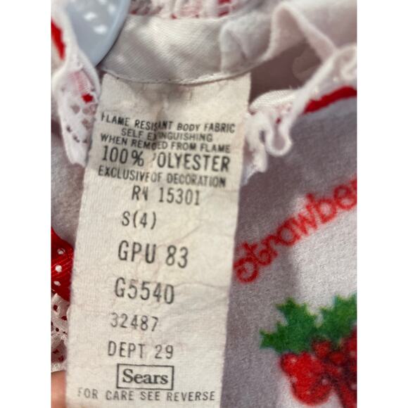 Vintage 1980’s Strawberry Shortcake Nightgown Lace Ribbon Long Sleeve Ruffles S - Picture 7 of 7